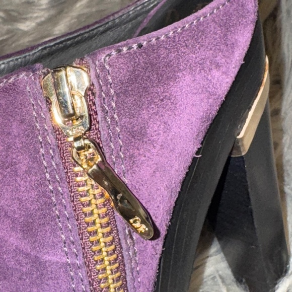 EUC Diane von Furstenberg DVF Purple Suede Heel Mule Pumps Size 6 - Picture 7 of 12